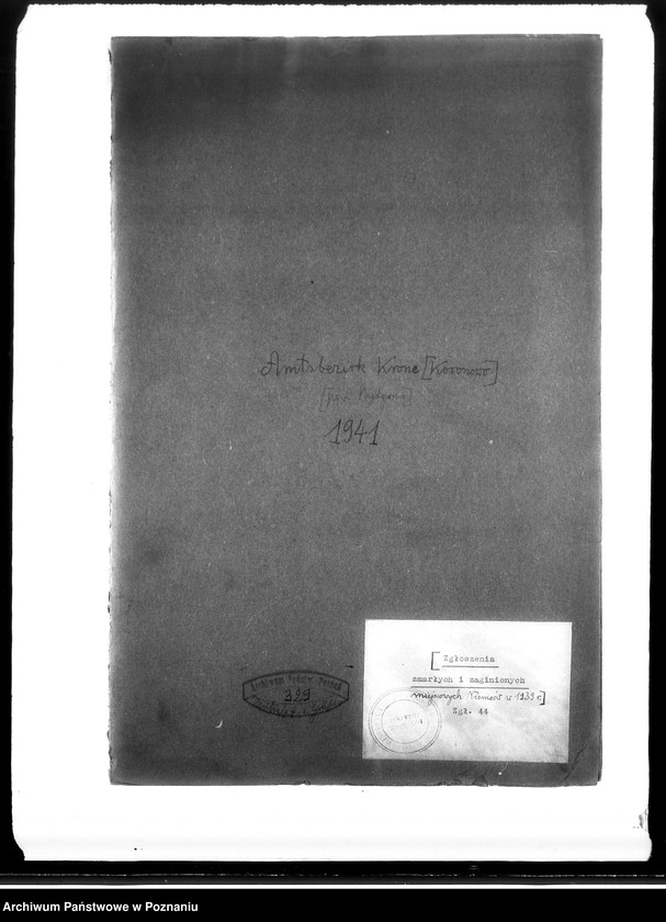 Obraz 4 z jednostki "Amtsbezirk Krone (powiat Bydgoszcz). Zgłoszenia zmarłych i zaginionych miejscowych Niemców w 1939 roku"