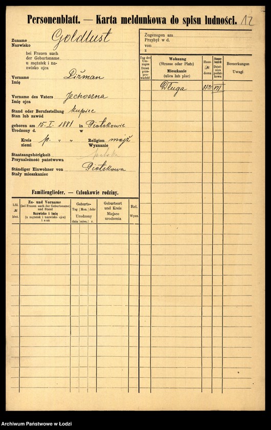 Obraz 14 z jednostki "[Spis ludności Łodzi] Goldlewicz - Goldring"