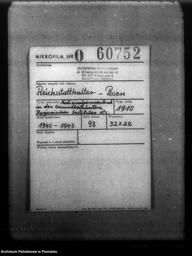 Obraz 2 z jednostki "Medizinalpersonenstand in den Gesundheitsämtern Instituten etc."