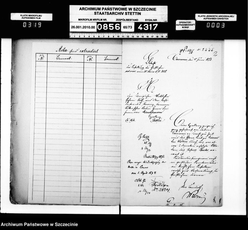 Obraz 4 z jednostki "Kontrolle über die Anstellung der Geistlichen in Folge des Gesetzes vom 11. Mai 1873 im Kreise Cammin"