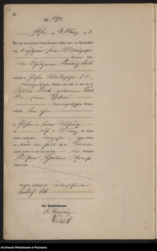 Obraz 16 z jednostki "Księga miejscowa urodzeń tom II [Rejestr główny urodzeń]"