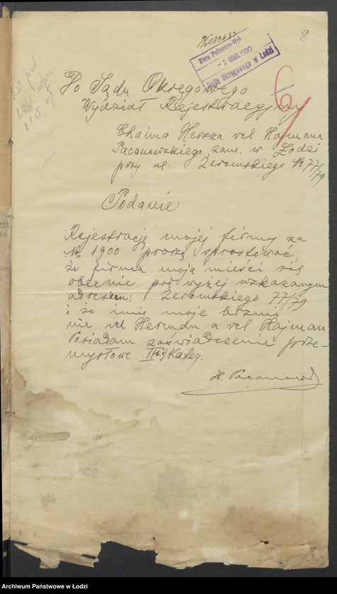 Obraz 10 z jednostki "Chaim Herszel vel Heiman Pacanowski- sprzedaż towarów manufakturowych i garderoby"