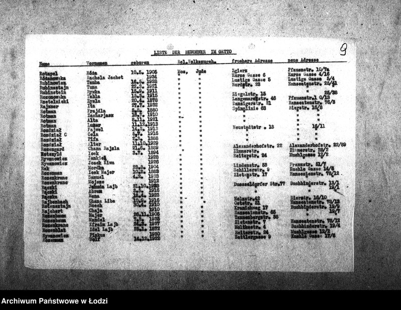 Obraz 12 z jednostki "[Alfabetyczny spis mieszkańców getta. Litera R]"