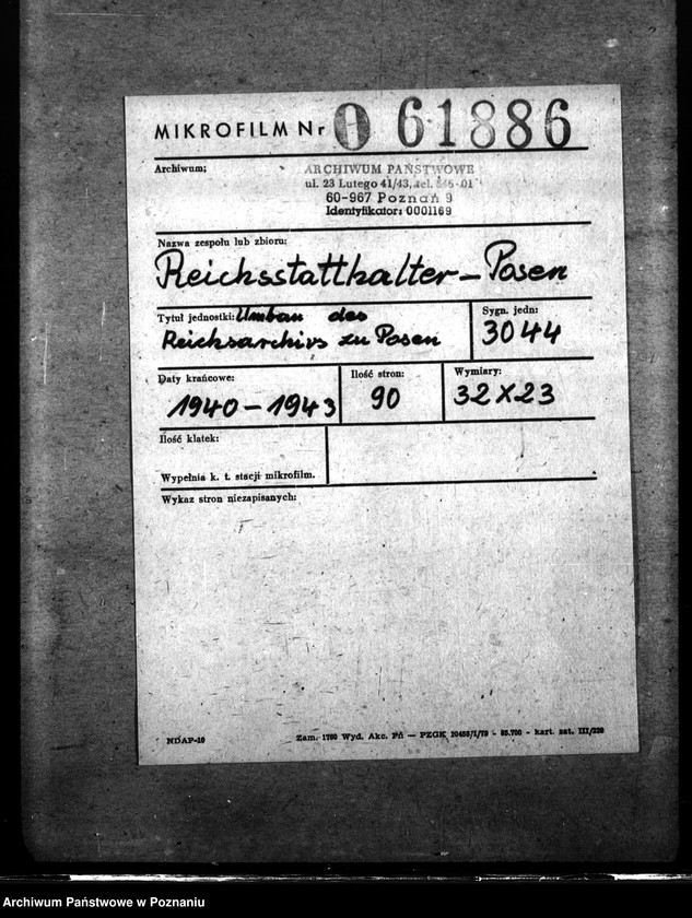 Obraz 2 z jednostki "Umbau des Reichsarchivs zu Posen"