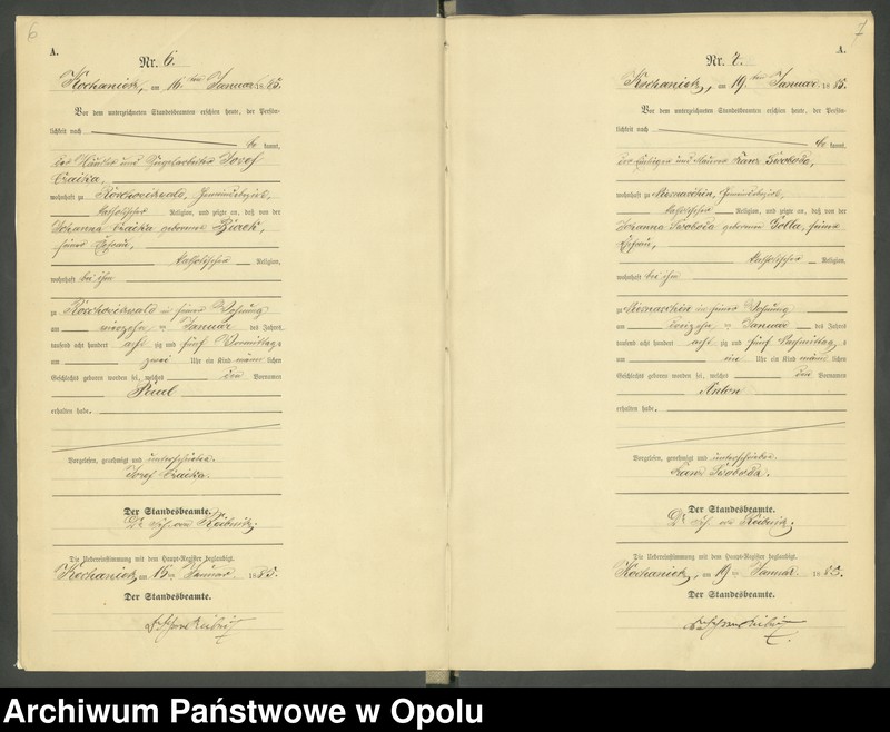 image.from.unit.number "Urząd Stanu Cywilnego Kochaniec Księga urodzeń rok 1885"