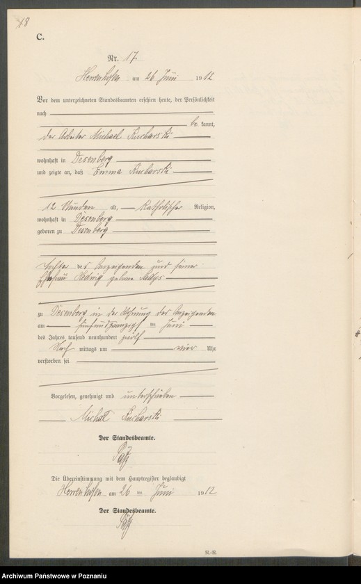 Obraz 20 z jednostki "Sterbe-Neben-Register"