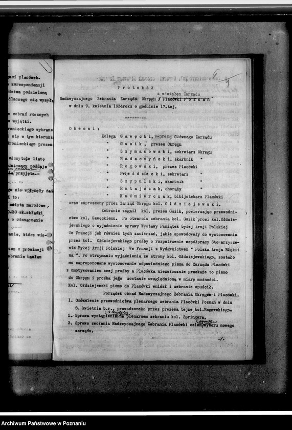 Obraz 10 z jednostki "Protokoły zebrań Zarządu Okręgu Poznańskiego"