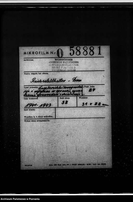 Obraz 2 z jednostki "Lageberichte - korespondencja i wytyczne w sprawie sporządzania sprawozdań z działalności landratów i wydziałów urzędu namiestnika"