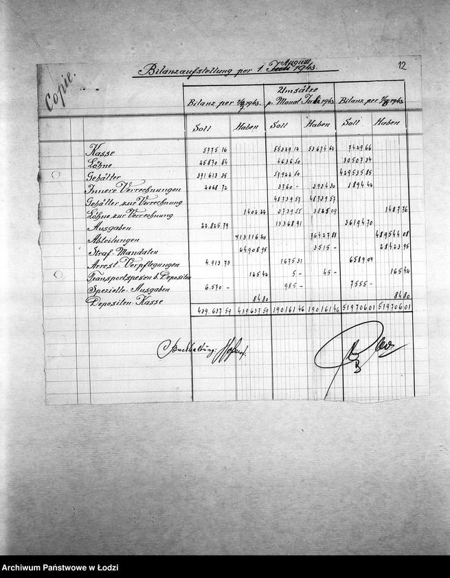 Obraz 15 z jednostki "Bilanzen [Bilanse miesięczne]"