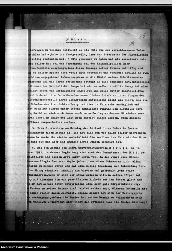 Obraz 19 z jednostki "Überführung des geistig zurückgeblie benen Harry Leepa in eine Heilanstalt im Altreich"