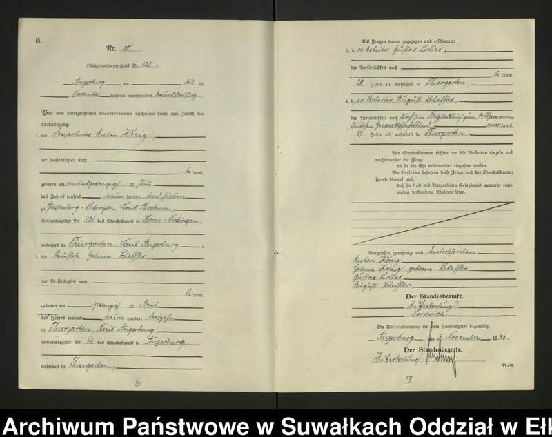 image.from.unit.number "B2. Heirats - Register (Neben - Register) Standesamt Angerburg Ostpr. einschl. der Standesamtsbezirk, Gross Strengeln, Kehlen und Prinowen"