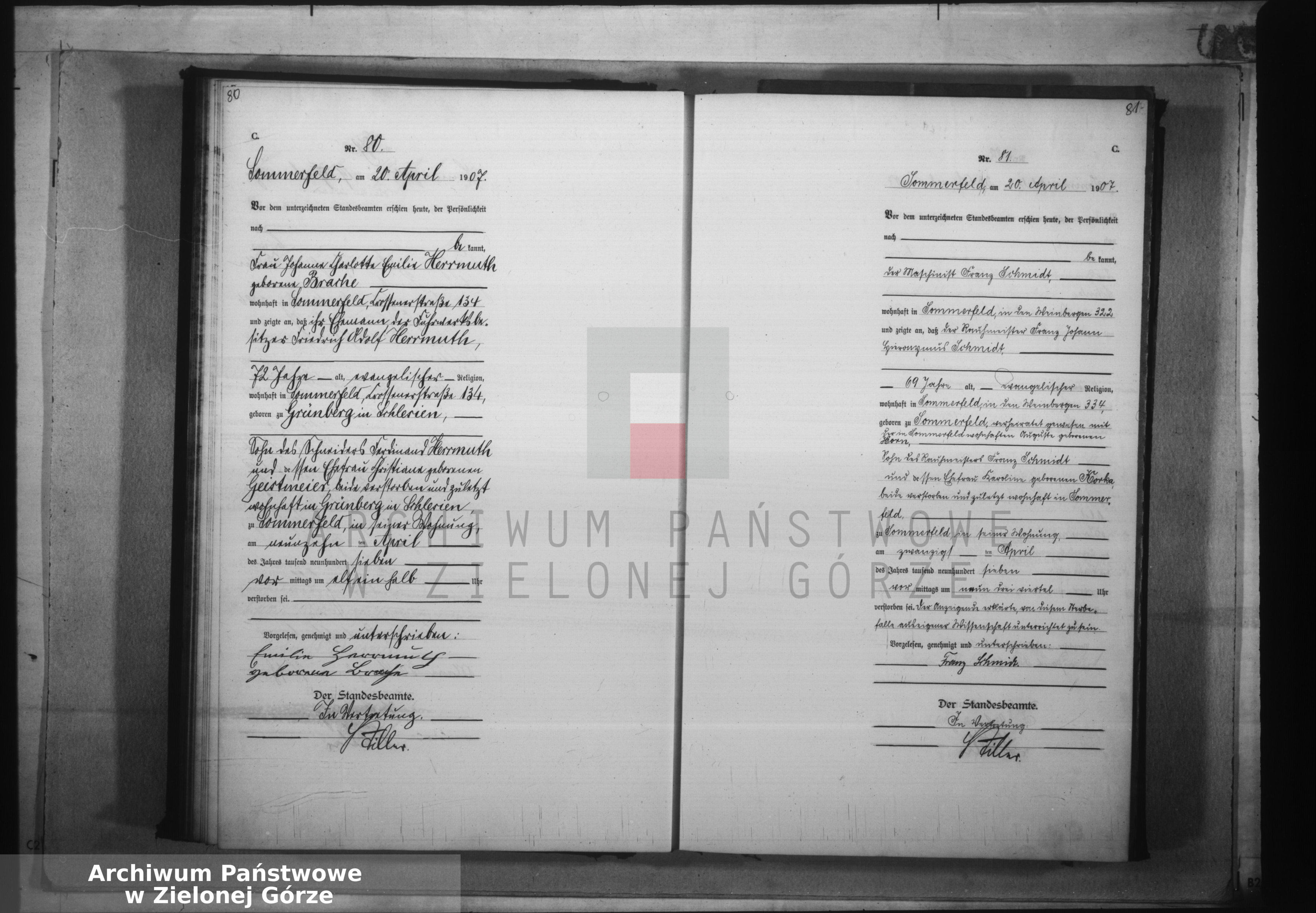 Skan z jednostki: Sterbe-Hauptregister Jahrgang 1907 Band I Nr 1 bis 284