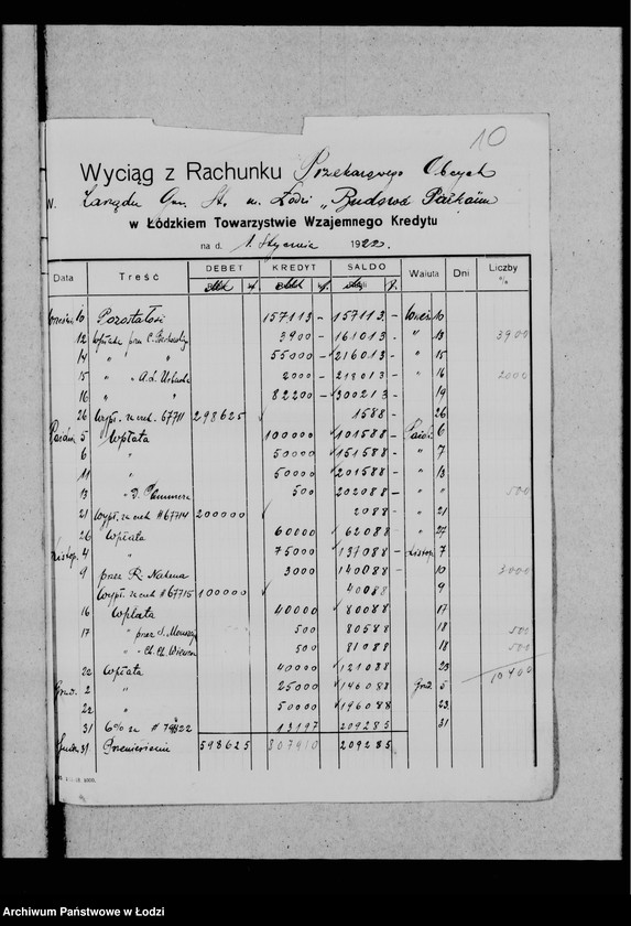Obraz 14 z jednostki "Wyciągi z Banków"