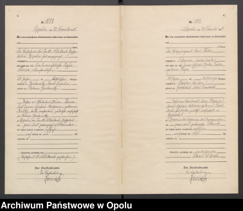 Obraz 7 z jednostki "[Rejestr zgonów] 1918 Tom III Nr 1010-1124"