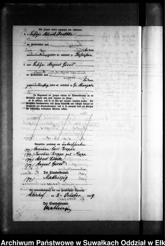 image.from.unit.number "Heiraths-Neben-Register des Preussischen Standes-Amtes Gr. Strengeln Kreis Angerburg"