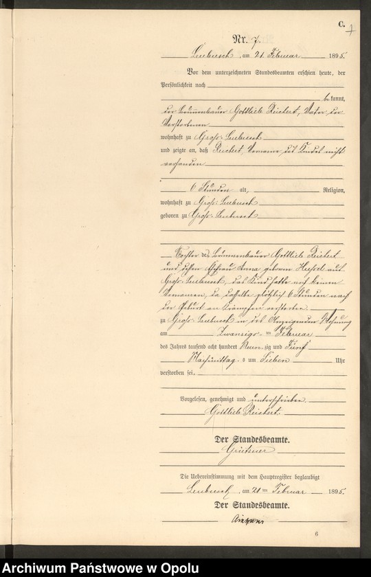 image.from.unit.number "Sterbe-Neben-Register Standes-Amt Leubusch 1895"