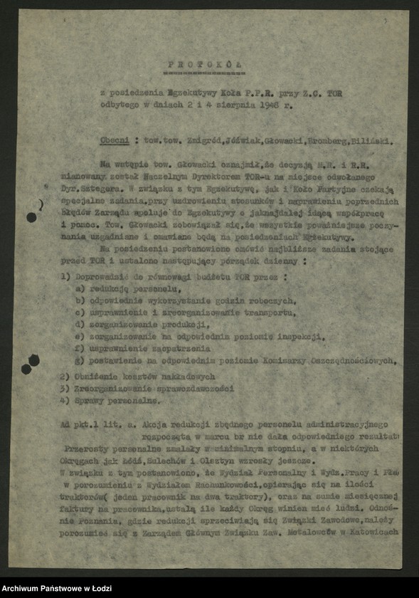 Obraz 4 z jednostki "Placówki produkcyjne i usługowe przemysłu metalowego; protokoły, sprawozdania, raporty z wykonania produkcji"