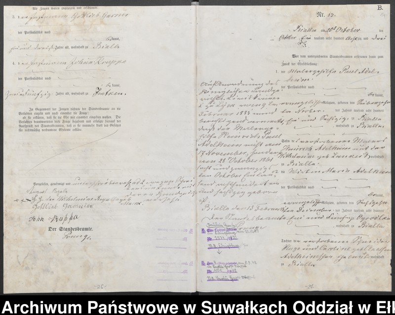 image.from.unit.number "Heiraths-Haupt-Register des Königlichen Preussischen Standes-Amtes Bialla Kreis Johannisburg"