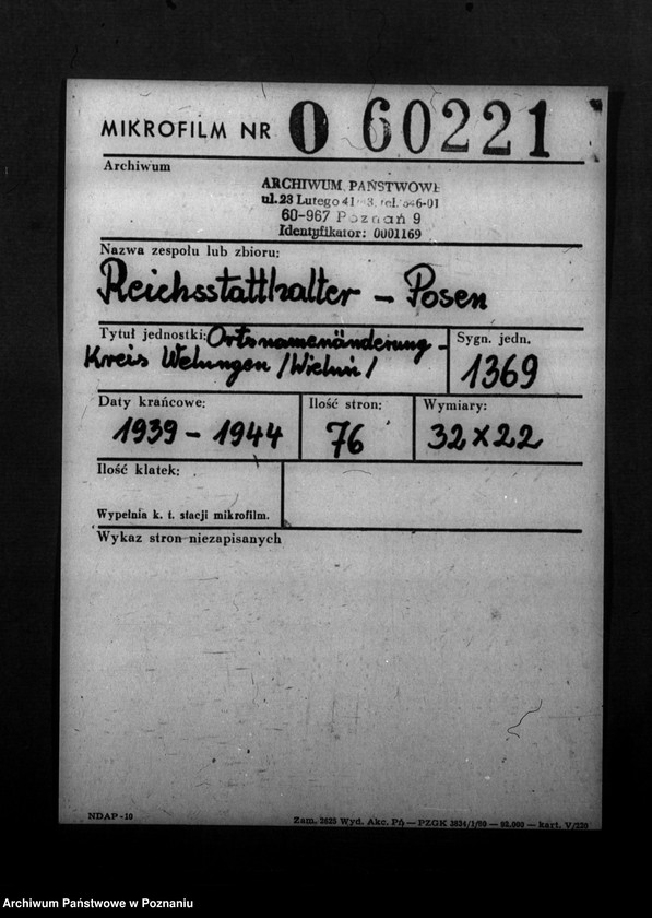 Obraz 2 z jednostki "Ortsnamenänderung - Kreis Welungen (Wieluń)"