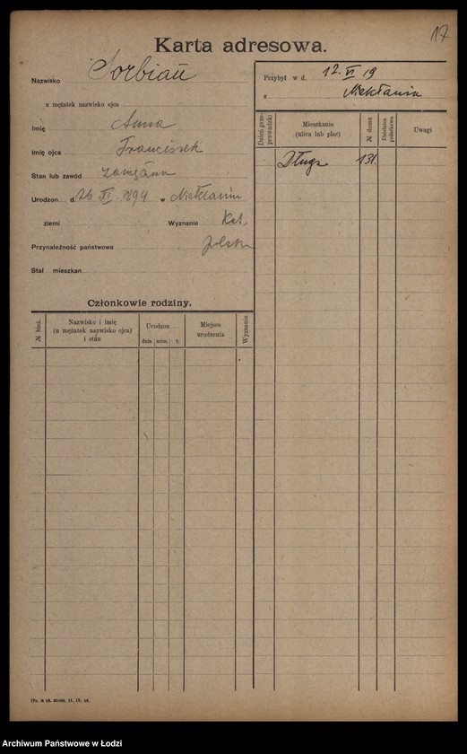 Obraz 19 z jednostki "[Spis ludności Łodzi] Sońka-Sowiński"