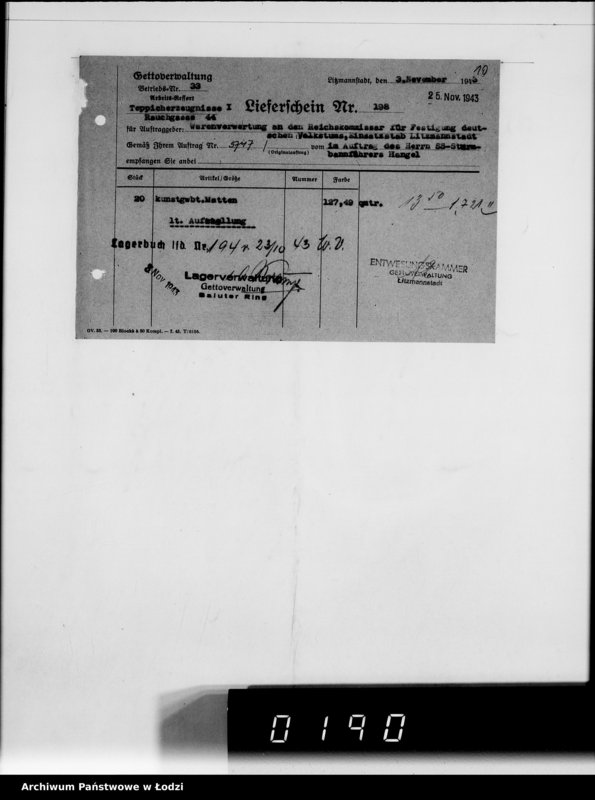 Obraz 14 z jednostki "Warenverwertung am Lager 91. [Aufträge] 5901-5950"