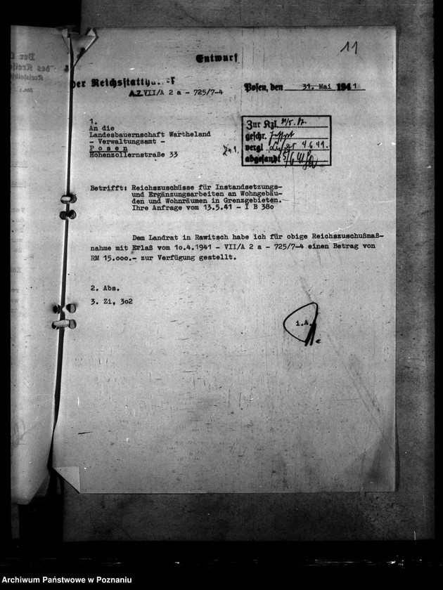 Obraz 15 z jednostki "Reichszuschüsse für Instandsetzungs - und Wohnräumen in den Grenzgebieten"