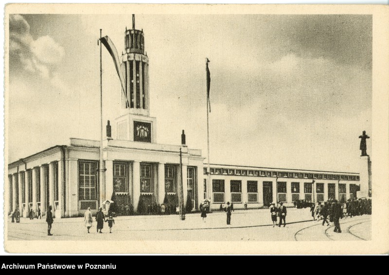 Obraz 1 z jednostki "Poznań - Powszechna Wystawa Krajowa: wejście na tereny wschodnie z ulicy Bukowskiej z widokiem na pomnik Kościuszki"