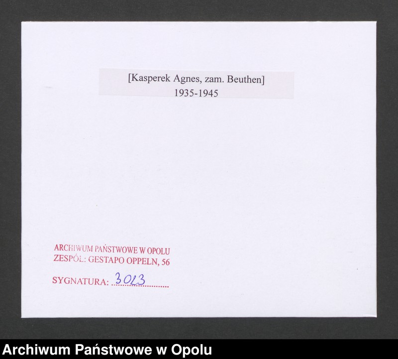 Obraz 2 z jednostki "[Kasperek Agnes, zam. Beuthen]"