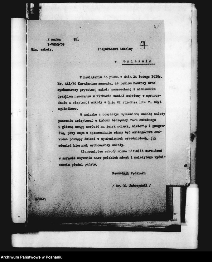 Obraz 7 z jednostki "Prywatna Szkoła Powszechna z niemieckim językiem nauczania w Witkowie, powiat Gniezno"