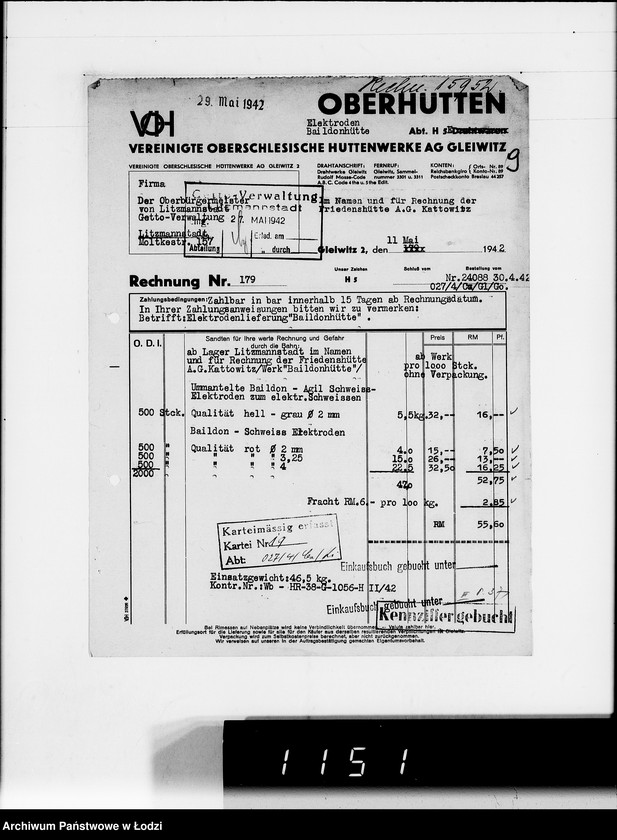 Obraz 13 z jednostki "V. [rachunki za dostawy towarów dla Getta]"