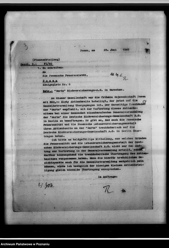 Obraz 7 z jednostki "Beteiligung an der "Warta" - Rückversicherung A.G."