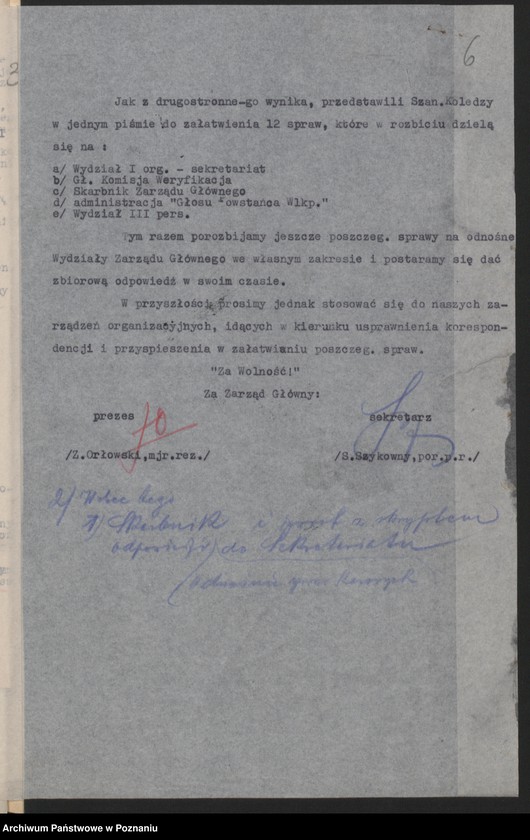 Obraz 9 z jednostki "Protokół z posiedzenia Komisji Rewizyjnej i Zarządu Głównego Związku Powstańców Wielkopolskich."