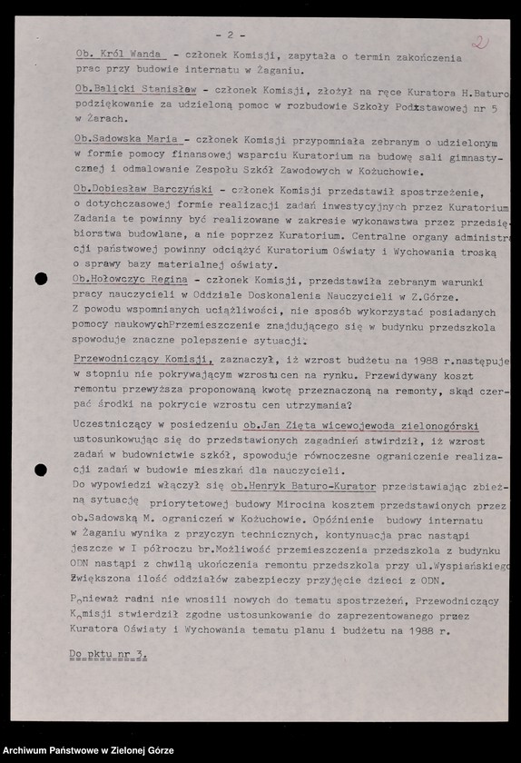 image.from.unit.number "Protokóły z posiedzeń Komisji Oświaty i Wychowania Wojewódzkiej Rady Narodowej w Zielonej Górze; Nr 1 - 4; 1 - 3"