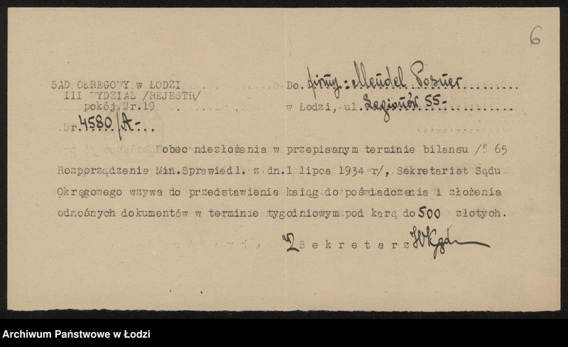 Obraz 8 z jednostki "Mendel Posner- sprzedaż towarów manufakturowych"