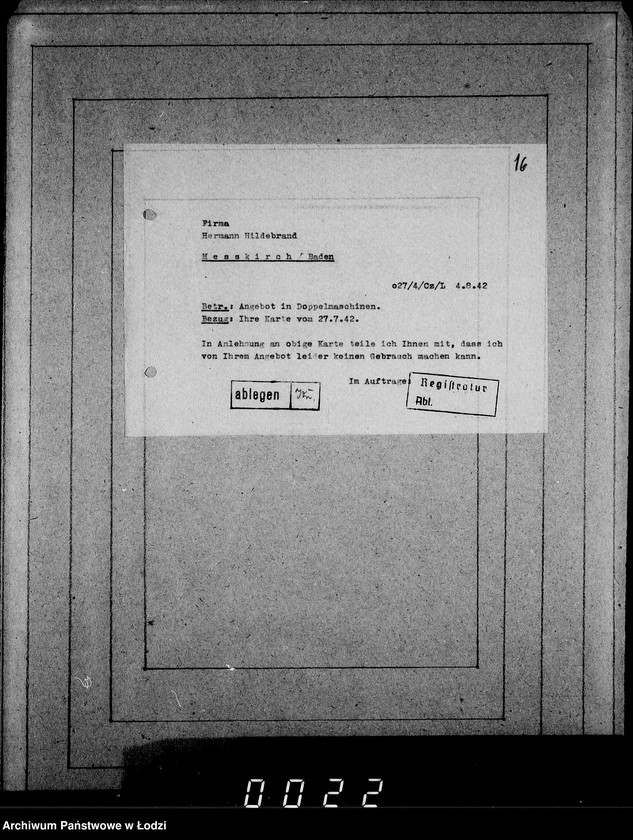 Obraz 20 z jednostki "[Korespondencja z urzędami, instytucjami i firmami]"