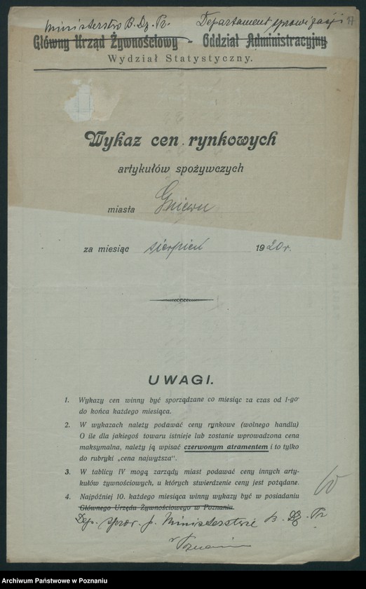 Obraz 18 z jednostki "[Wykaz cen rynkowych artykułów pierwszej potrzeby w poszczególnych miastach Województwa Pomorskiego za miesiąc sierpień 1920 roku]"
