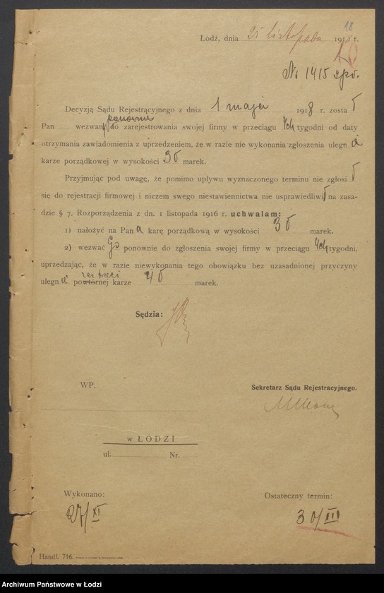 Obraz 20 z jednostki "Towarzystwo Akcyjne Wyrobów Manufakturowych S. Szeps i S-ka – wytwarzanie i sprzedaż towarów wełninych"