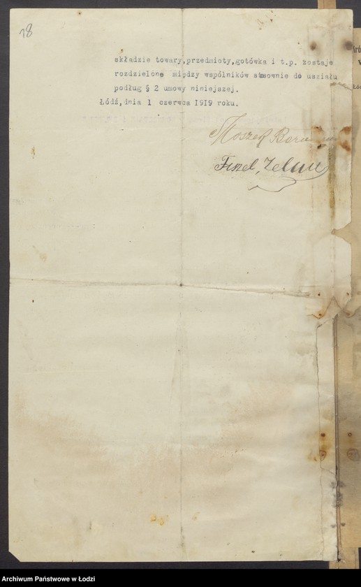 Obraz 20 z jednostki "Fiszel Zelwer i Moszek Bornstein - sprzedaż towarów manufakturowych"