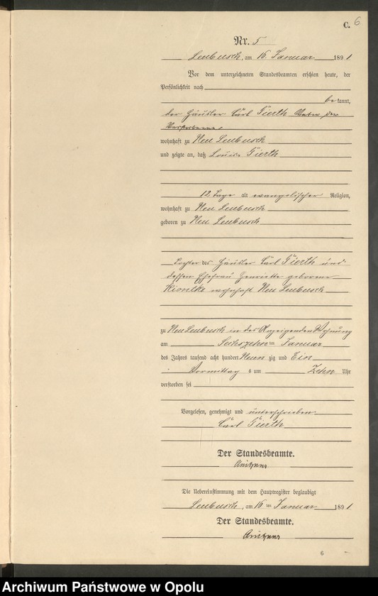 image.from.unit.number "Sterbe-Neben-Register Standes-Amt Leubusch 1891"