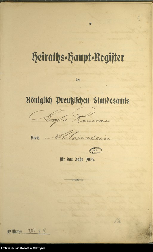 image.from.unit.number "Heiraths-Haupt-Register Nr 1 - 20"