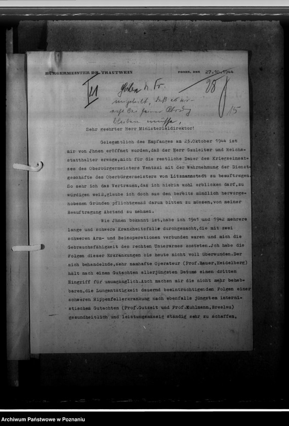 Obraz 19 z jednostki "Dr. Trautwein - Bügermeister und Kämmerer in Posen"