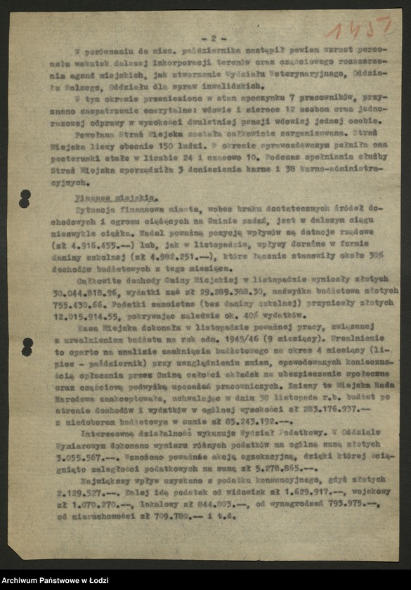 Obraz 6 z jednostki "Zarząd Miejski w Łodzi-sprawozdania, [protokoły z posiedzeń Wojewódzkiej Komisji Odbudowy, konferencji w sprawie połączenia WKOS i MKOS] [i załączniki]"