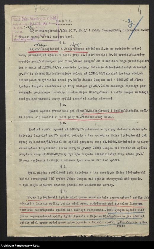 Obraz 6 z jednostki "Majer Abram Białogłowski, Jakub Lejb Caugen- wyrób i sprzedaż manufaktury"