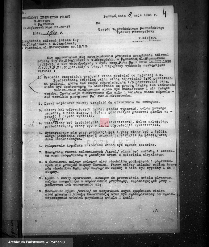 Obraz 8 z jednostki "Zatwierdzenie urządzenia odlewni żelaza Firmy Fr. Ciepliński i W. Chęciński w Poznaniu"
