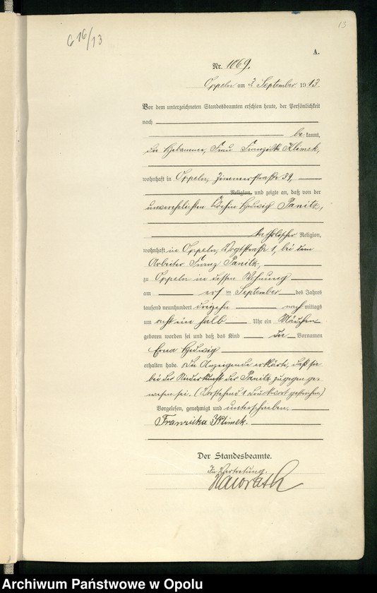 image.from.unit.number "Urząd Stanu Cywilnego Opole Księga Urodzeń Rok 1913 1058-1559"