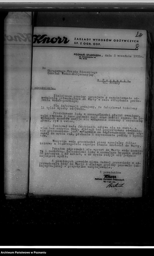 Obraz 13 z jednostki "/Sprawy wodne firmy "Knorr" ul. Starołęcka/"