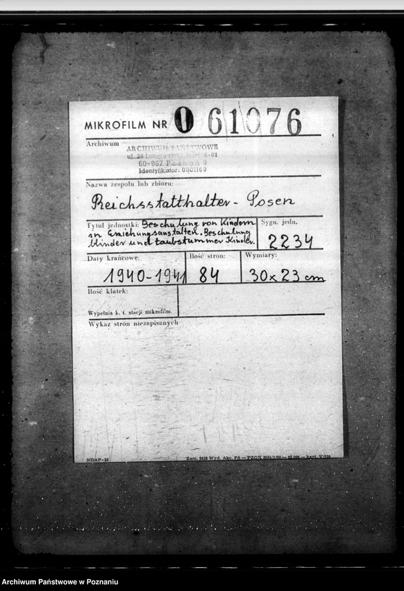 Obraz 2 z jednostki "Beschulung von Kindern in Erziehungsanstalten. Beschulung blinder und taubstummer Kinder."