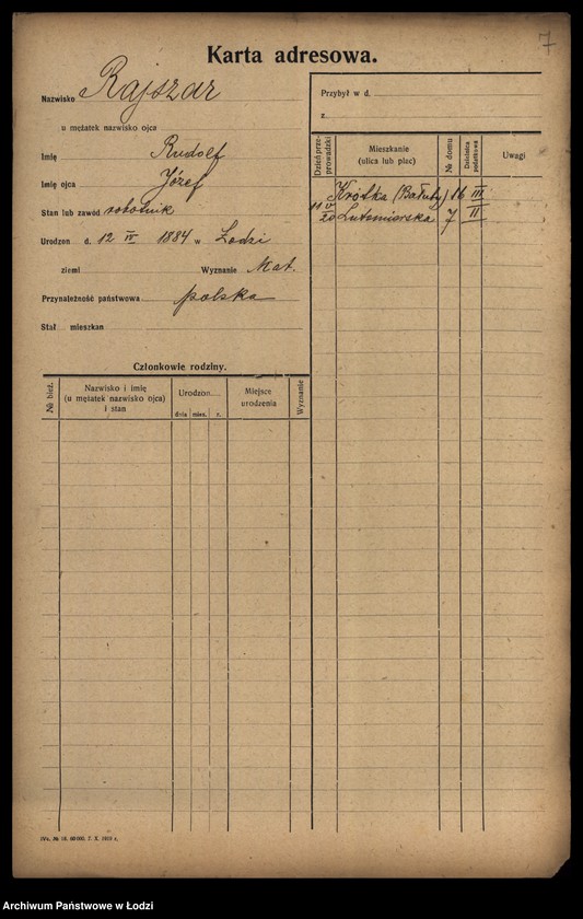 Obraz 9 z jednostki "[Spis ludności Łodzi] Rajssmesser-Rakowienko"