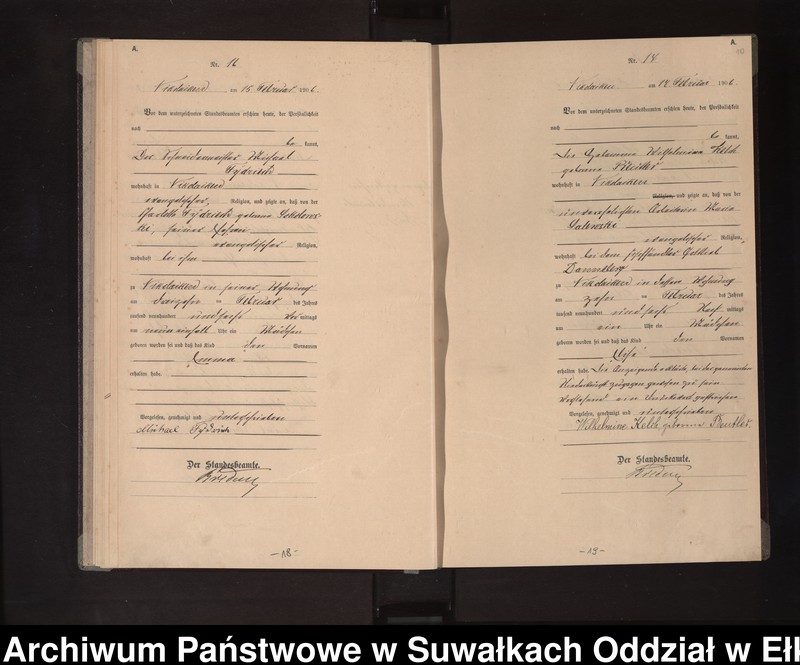 Obraz 13 z jednostki "Geburts-Haupt-Register des Königlichen Preussischen Standes-Amtes Nikolaiken Kreis Sensburg"