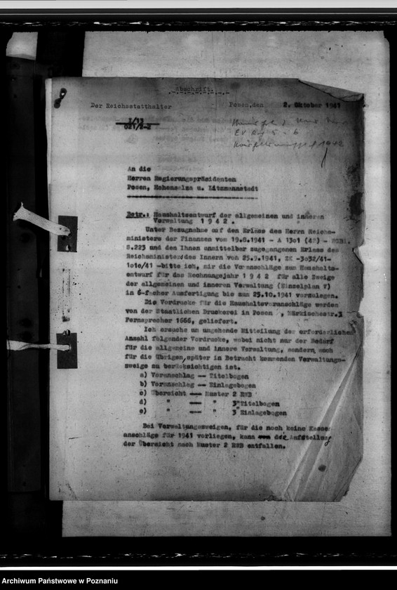 Obraz 5 z jednostki "Haushalt der Medizinalverwaltung - Haushaltsvoranschlag 1942"